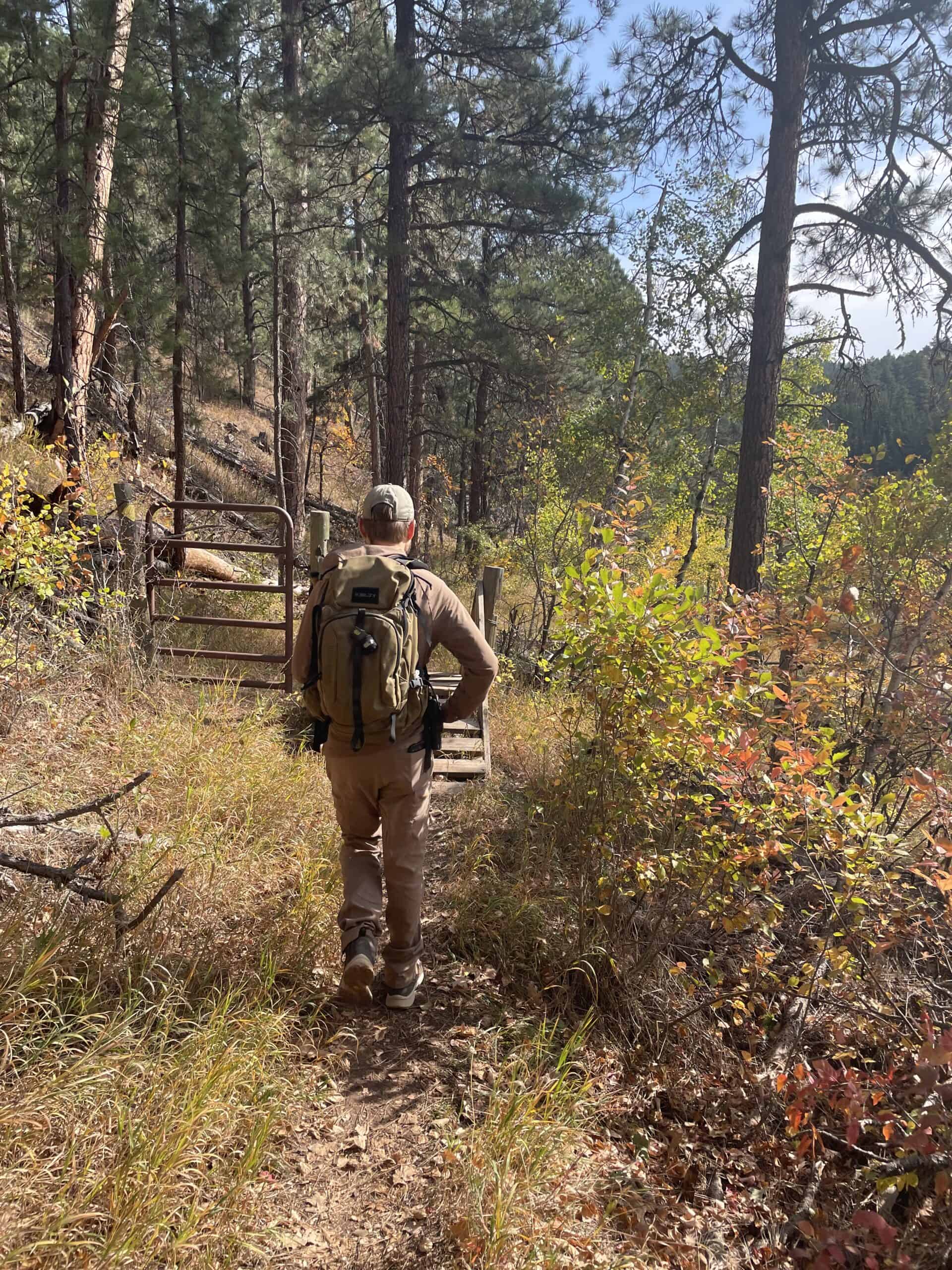 Man Hiking on a Trail in Fall